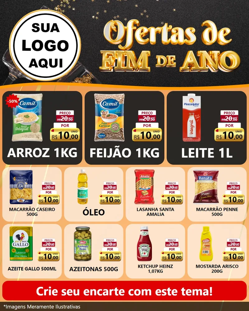 Modelo de Rede Social para Feed Instagram com o tema Ofertas de Fim de Ano para Supermercado