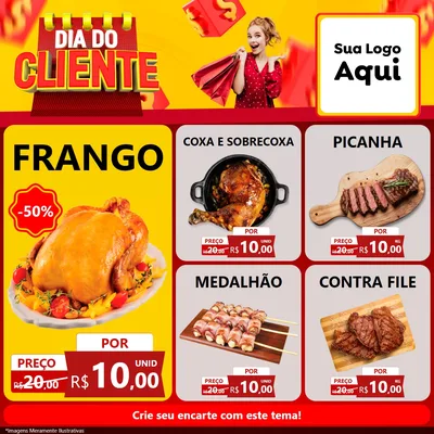 Modelo de Rede Social para Feed Facebook com o tema Dia do Cliente para Assados