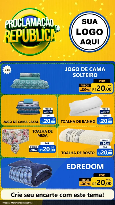 Modelo de TV para TV Vertical com o tema Proclamação da República para Cama, Mesa e Banho