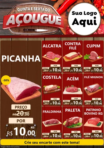 Modelo de Encarte para Encarte A4 Vertical com o tema Quinta e Sexta do Açougue para Açougue