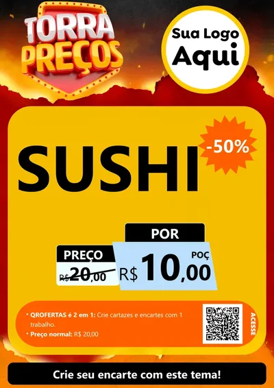 Modelo de Cartaz para Cartaz A4 Vertical com o tema Torra Preços para Comida japonesa