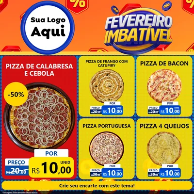 Modelo de Rede Social para Feed Facebook com o tema Fevereiro Imbatível para Pizzaria