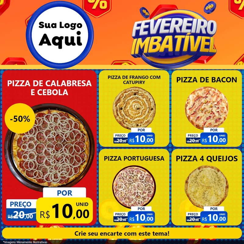 Modelo de Rede Social para Feed Facebook com o tema Fevereiro Imbatível para Pizzaria
