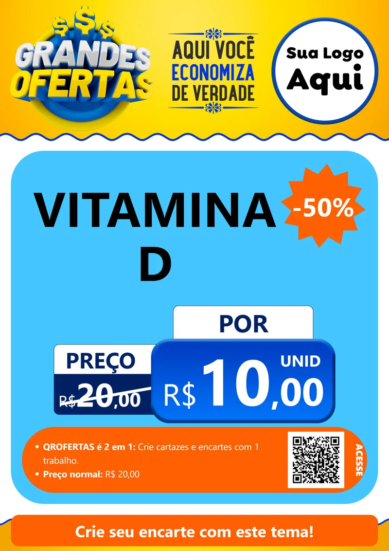 Modelo de Cartaz para Cartaz A4 Vertical com o tema Grandes Ofertas para Farmácia