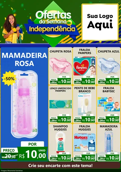 Modelo de Encarte para Encarte A4 Vertical com o tema Ofertas da Semana da Independência para Bebês