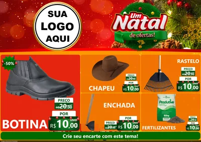 Modelo de Encarte para Encarte A4 Horizontal com o tema Um Natal de Ofertas para Agropecuária