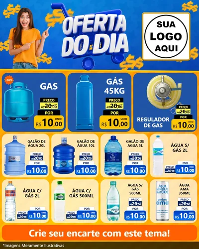 Modelo de Rede Social para Feed Instagram com o tema Oferta do Dia para Água e gás