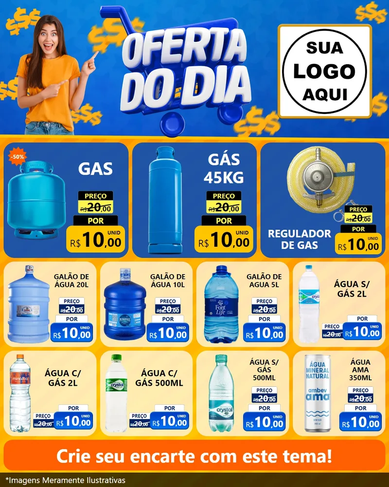 Modelo de Rede Social para Feed Instagram com o tema Oferta do Dia para Água e gás