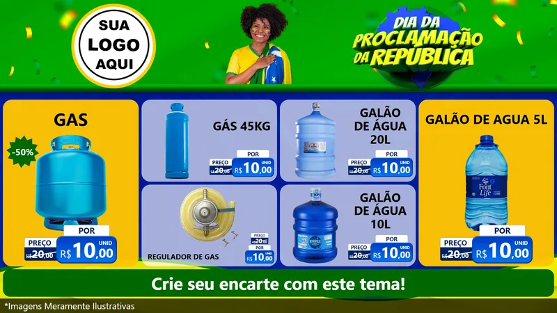 Modelo de TV para TV Horizontal com o tema Dia Da Proclamação Da República para Água e gás
