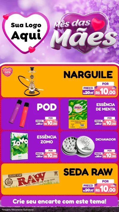 Modelo de TV para TV Vertical com o tema Mês das Mães para Tabacaria