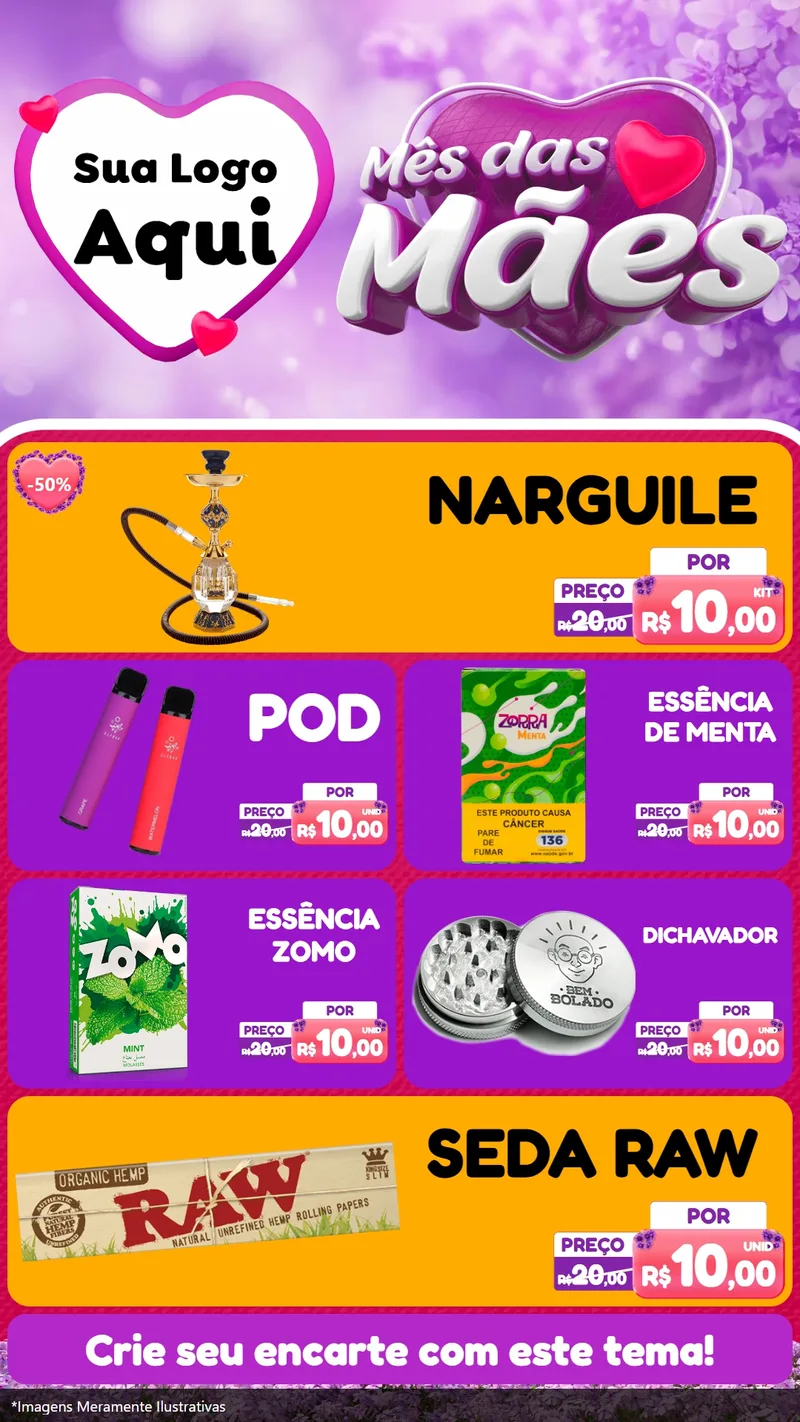 Modelo de TV para TV Vertical com o tema Mês das Mães para Tabacaria