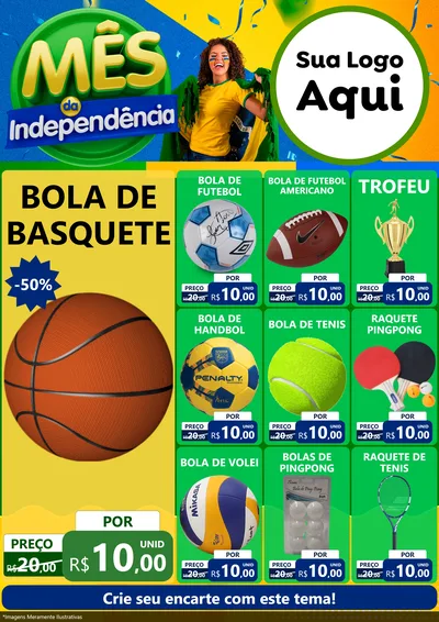 Modelo de Encarte para Encarte A4 Vertical com o tema Mês da Independência para Artigos Esportivos