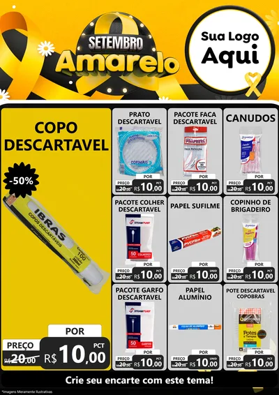 Modelo de Encarte para Encarte A4 Vertical com o tema Setembro Amarelo para Embalagens