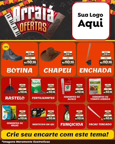 Modelo de Rede Social para Feed Instagram com o tema Arraiá de Ofertas - Junina para Agropecuária