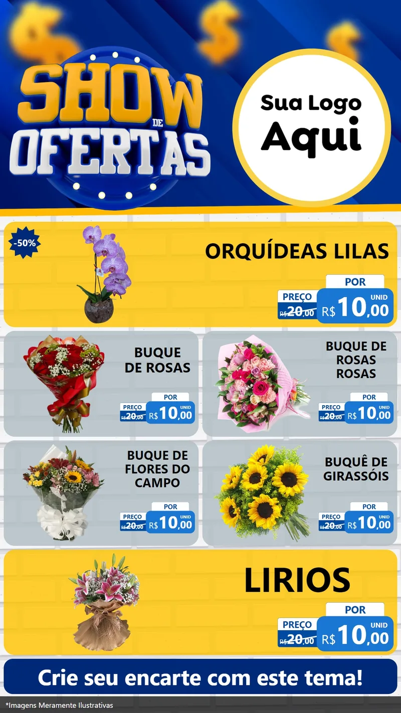 Modelo de TV para TV Vertical com o tema Show de Ofertas para Floricultura e jardim