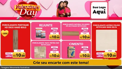 Modelo de TV para TV Horizontal com o tema Valentine's Day para Pisos e revestimentos