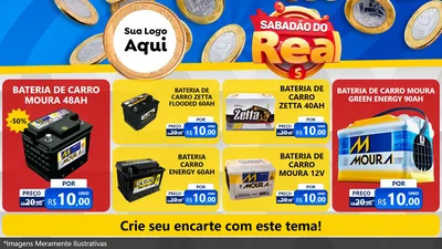 Modelo de TV para TV Horizontal com o tema Sabadão do Real para Baterias Elétricas
