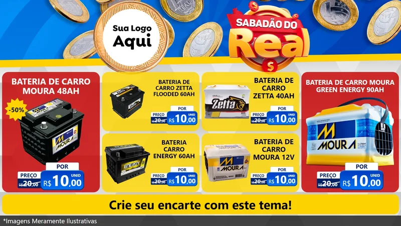 Modelo de TV para TV Horizontal com o tema Sabadão do Real para Baterias Elétricas