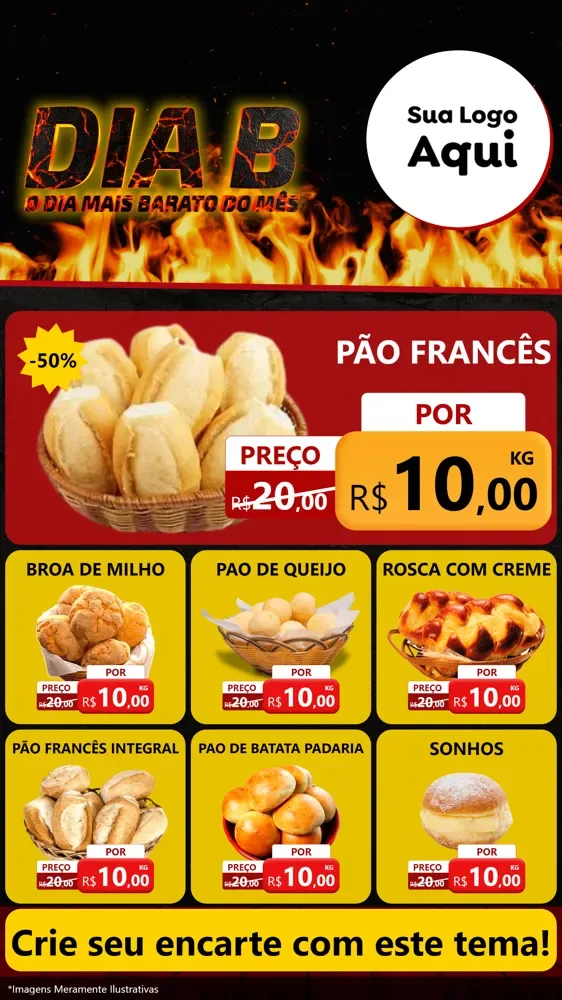 Modelo de Rede Social para Stories com o tema Dia B para Padaria