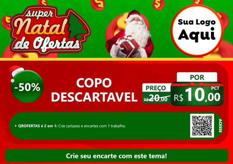 Modelo de Cartaz para Cartaz A4 Horizontal com o tema Super Natal de Ofertas para Embalagens