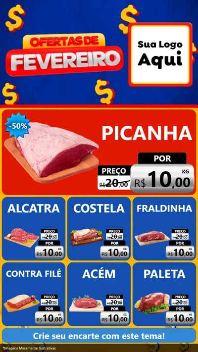 Modelo de Rede Social para Stories com o tema Ofertas de Fevereiro para Açougue
