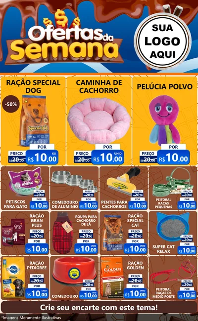 Modelo de Encarte para Encarte Grande com o tema Ofertas da Semana - Páscoa para Pet Shop