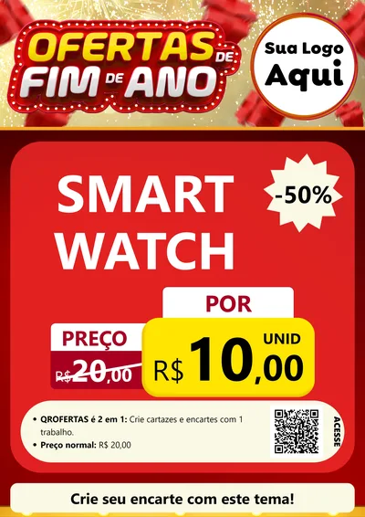 Modelo de Cartaz para Cartaz A4 Vertical com o tema Ofertas de Fim de Ano para Informática