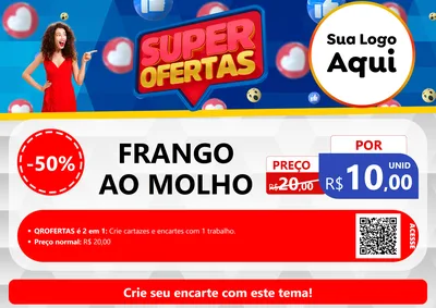 Modelo de Cartaz para Cartaz A4 Horizontal com o tema Super Ofertas para Restaurante