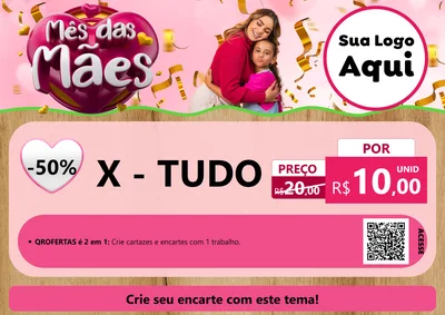 Modelo de Cartaz para Cartaz A4 Horizontal com o tema Mês das Mães para Hamburgueria