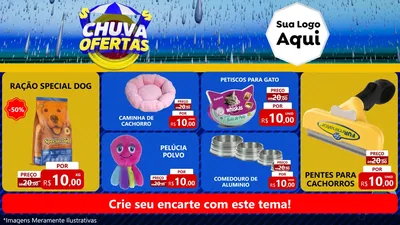 Modelo de TV para TV Horizontal com o tema Chuva de Ofertas para Pet Shop