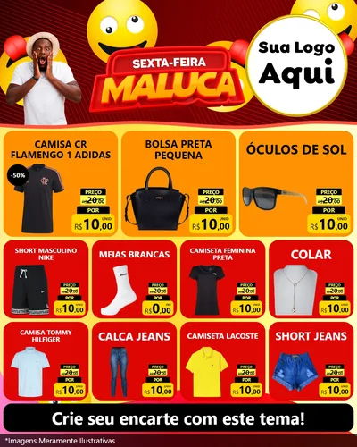 Modelo de Rede Social para Feed Instagram com o tema Sexta-feira Maluca para Roupas e acessórios