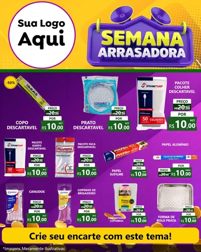 Modelo de Rede Social para Feed Instagram com o tema Semana Arrasadora para Embalagens