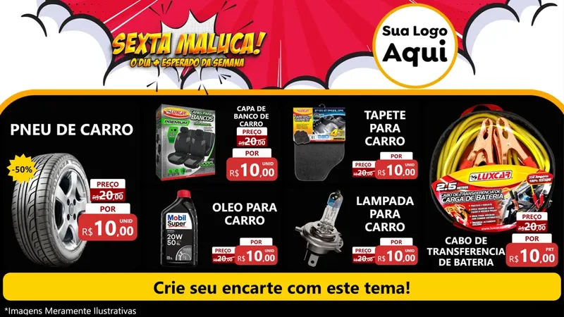 Modelo de TV para TV Horizontal com o tema Sexta Maluca! para Auto peças