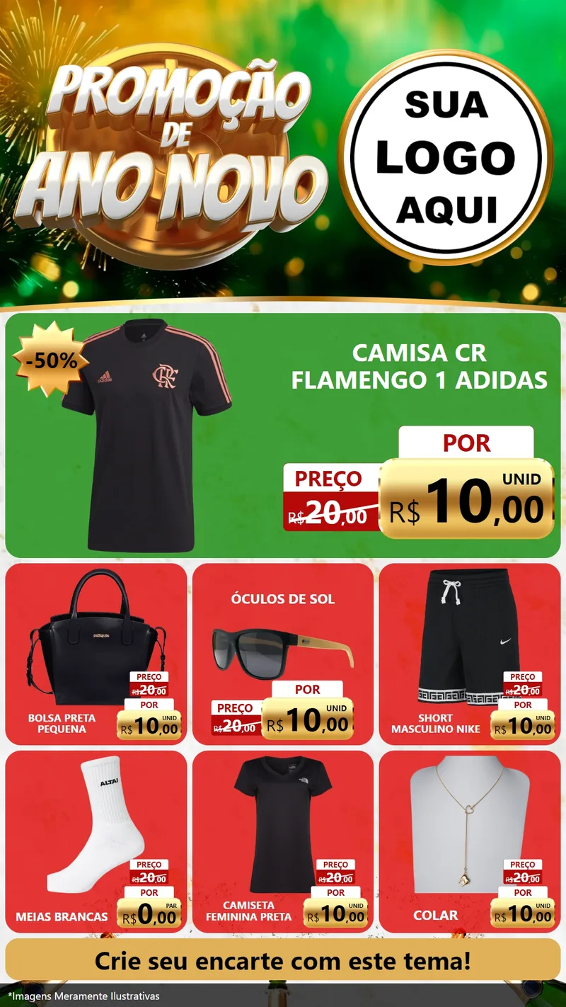 Modelo de Rede Social para Stories com o tema Promoção de Ano Novo para Roupas e acessórios