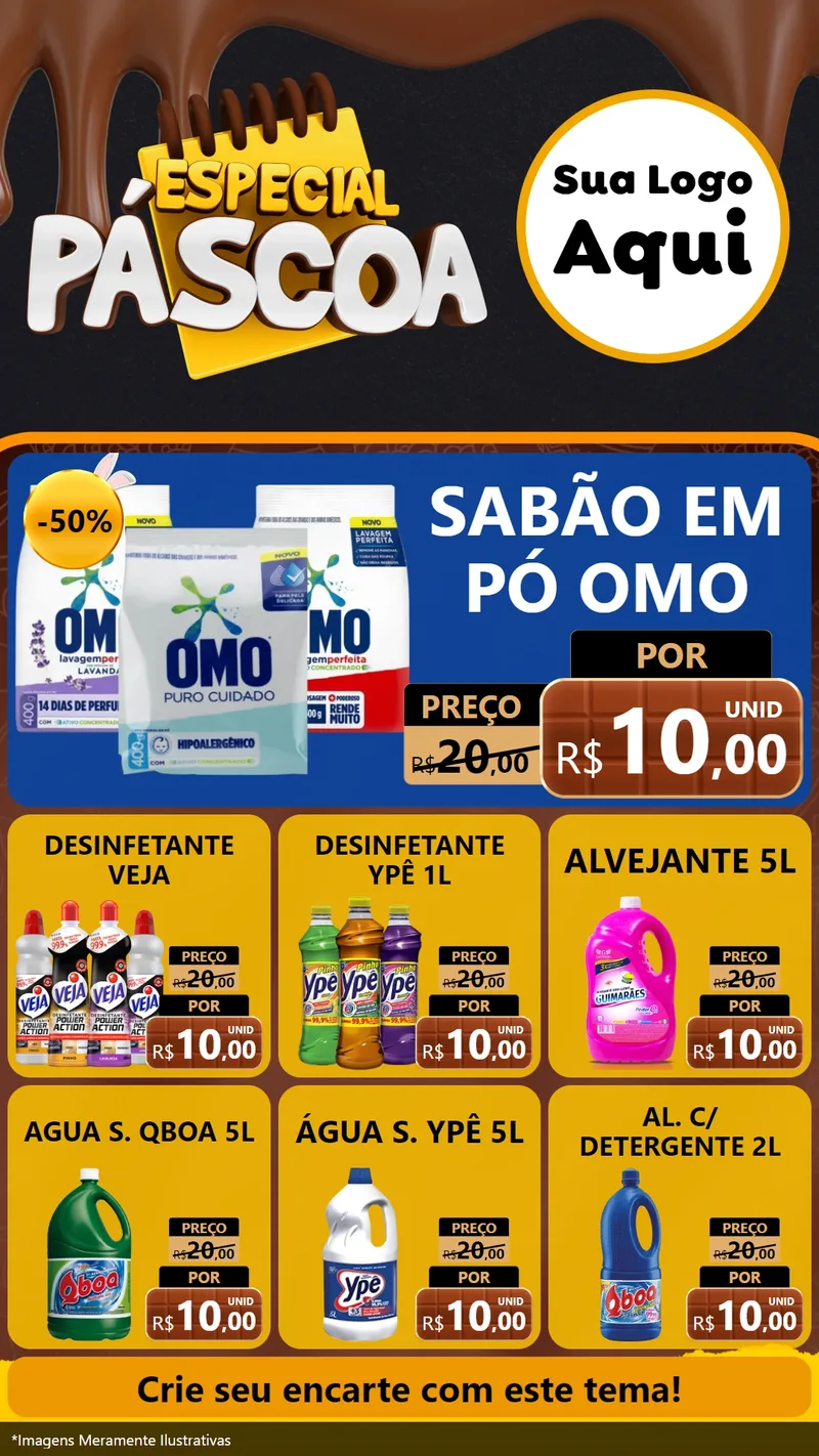 Modelo de Rede Social para Stories com o tema Especial Páscoa para Produtos de Limpeza