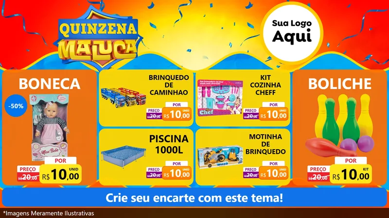 Modelo de TV para TV Horizontal com o tema Quinzena Maluca para Brinquedos