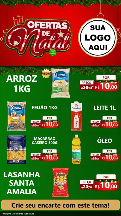 Modelo de TV para TV Vertical com o tema Ofertas de Natal para Supermercado