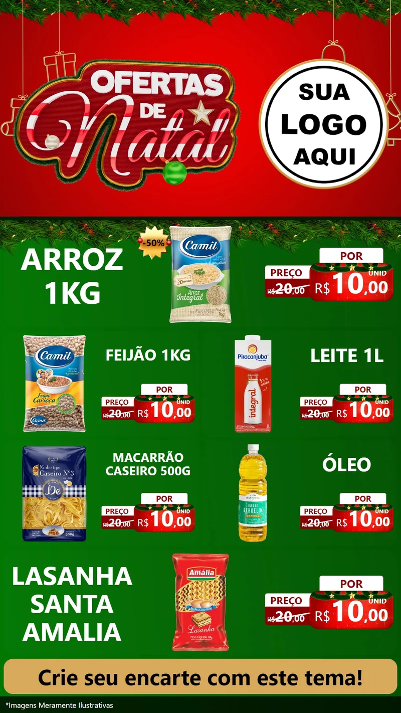 Modelo de TV para TV Vertical com o tema Ofertas de Natal para Supermercado