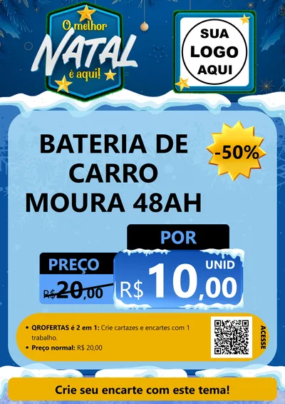 Modelo de Cartaz para Cartaz A4 Vertical com o tema O Melhor Natal É Aqui! para Baterias Elétricas