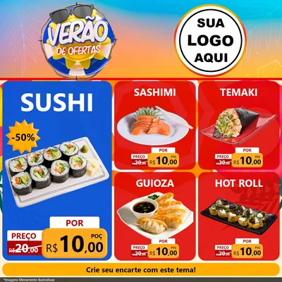 Modelo de Rede Social para Feed Facebook com o tema Verão de Ofertas para Comida japonesa