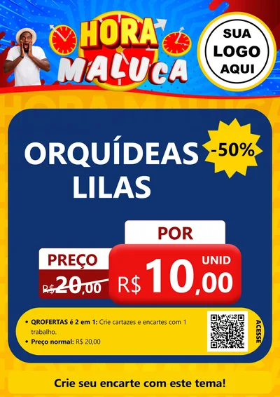 Modelo de Cartaz para Cartaz A4 Vertical com o tema Hora Maluca para Floricultura e jardim