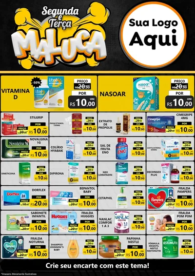 Modelo de Encarte para Encarte A4 Vertical com o tema Segunda e Terça Maluca para Farmácia