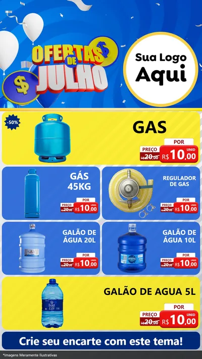 Modelo de TV para TV Vertical com o tema Ofertas de Julho para Água e gás