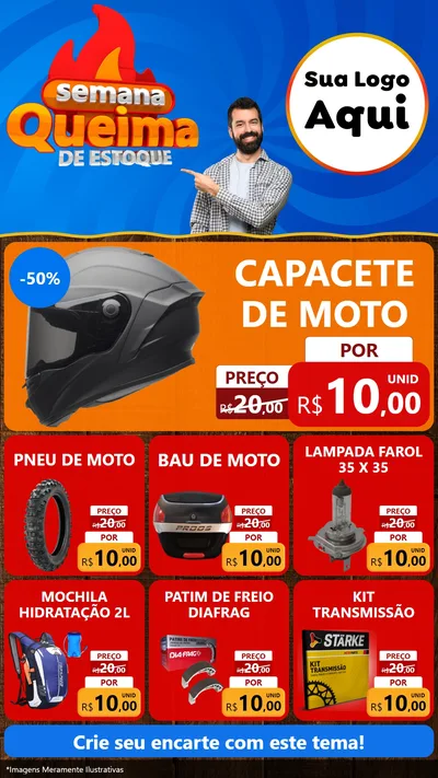 Modelo de Rede Social para Stories com o tema Semana Queima de Estoque para Moto peças