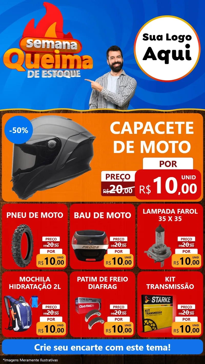 Modelo de Rede Social para Stories com o tema Semana Queima de Estoque para Moto peças