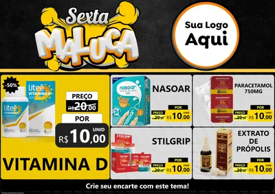 Modelo de Encarte para Encarte A4 Horizontal com o tema Sexta Maluca para Farmácia