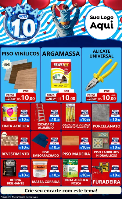 Modelo de Encarte para Encarte Grande com o tema Papai Nota 10 para Material para Construção