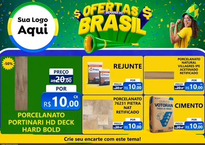 Modelo de Encarte para Encarte A4 Horizontal com o tema Ofertas Semana do Brasil para Pisos e revestimentos