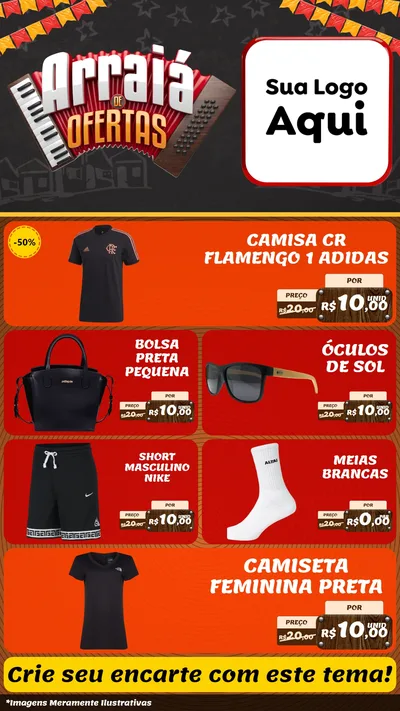 Modelo de TV para TV Vertical com o tema Arraiá de Ofertas - Junina para Roupas e acessórios