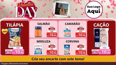 Modelo de TV para TV Horizontal com o tema Valentine's Day para Peixaria